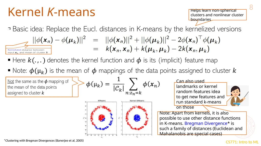 K-means extensions and evaluating clusters CS771: - slide 8 of 11