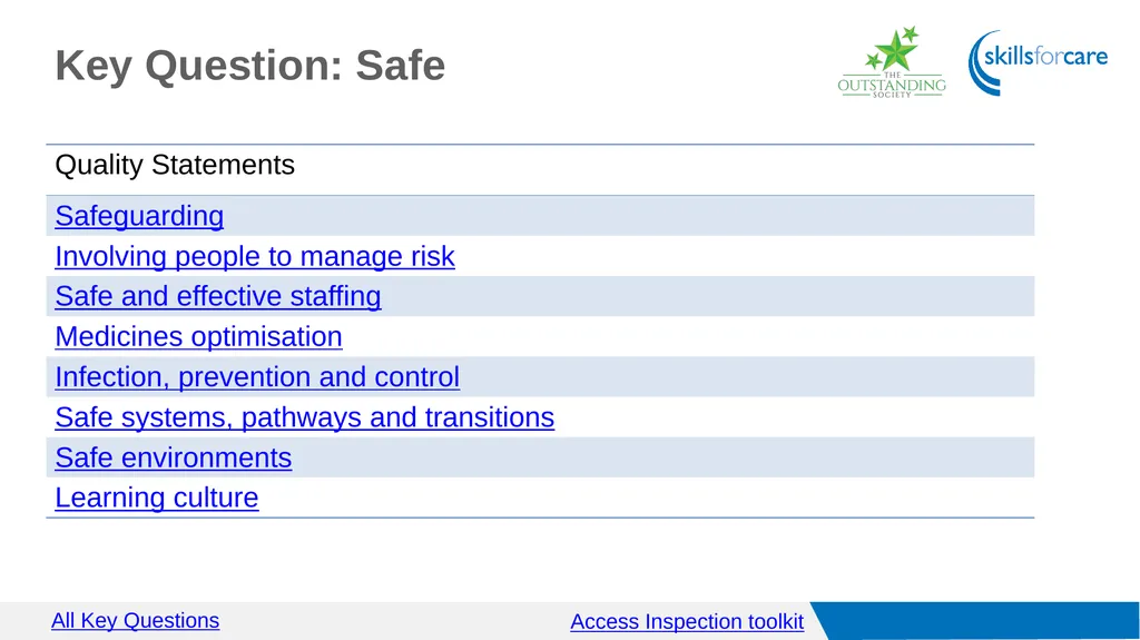 Access Inspection toolkit Key Questions Access GO - slide 2 of 40