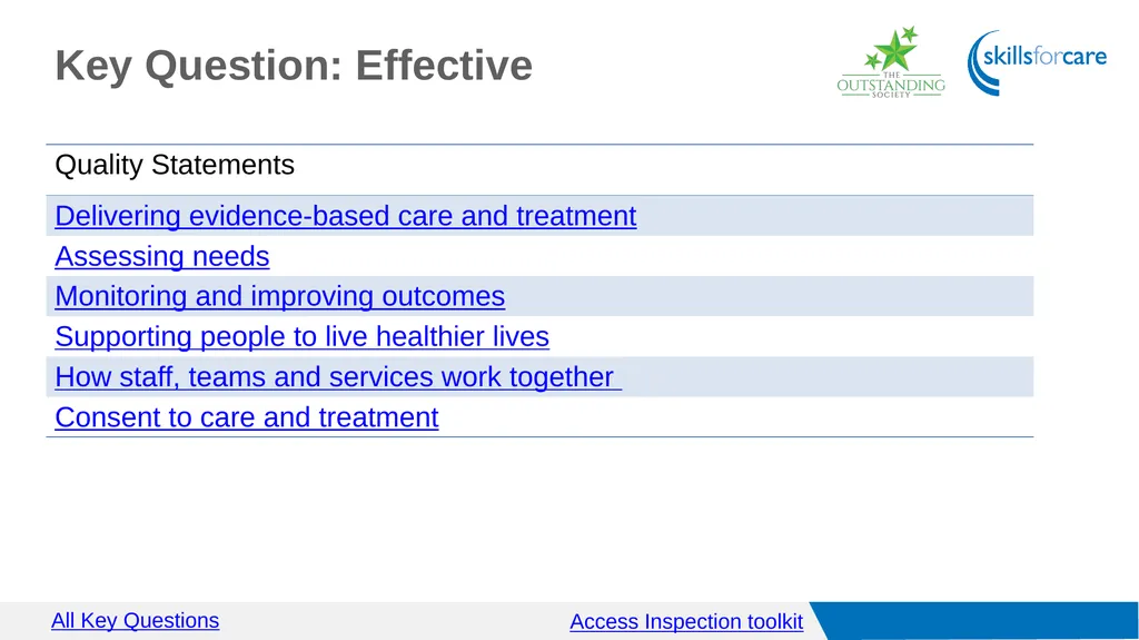 Access Inspection toolkit Key Questions Access GO - slide 3 of 40