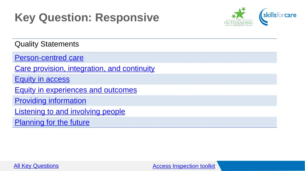 Access Inspection toolkit Key Questions Access GO - slide 5 of 40