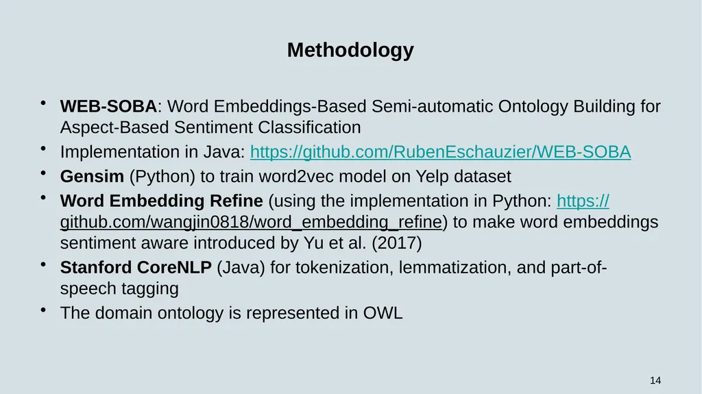 WEB-SOBA: Word Embeddings-Based Semi-automatic - slide 14 of 35