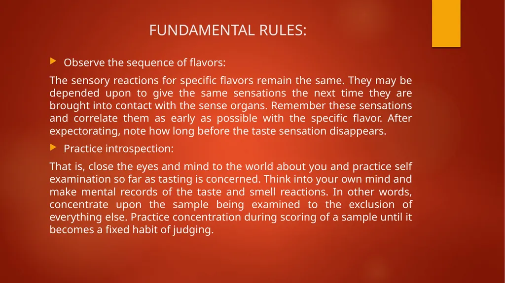 Fundamental Rules for Sensory Evaluation - slide 10 of 14