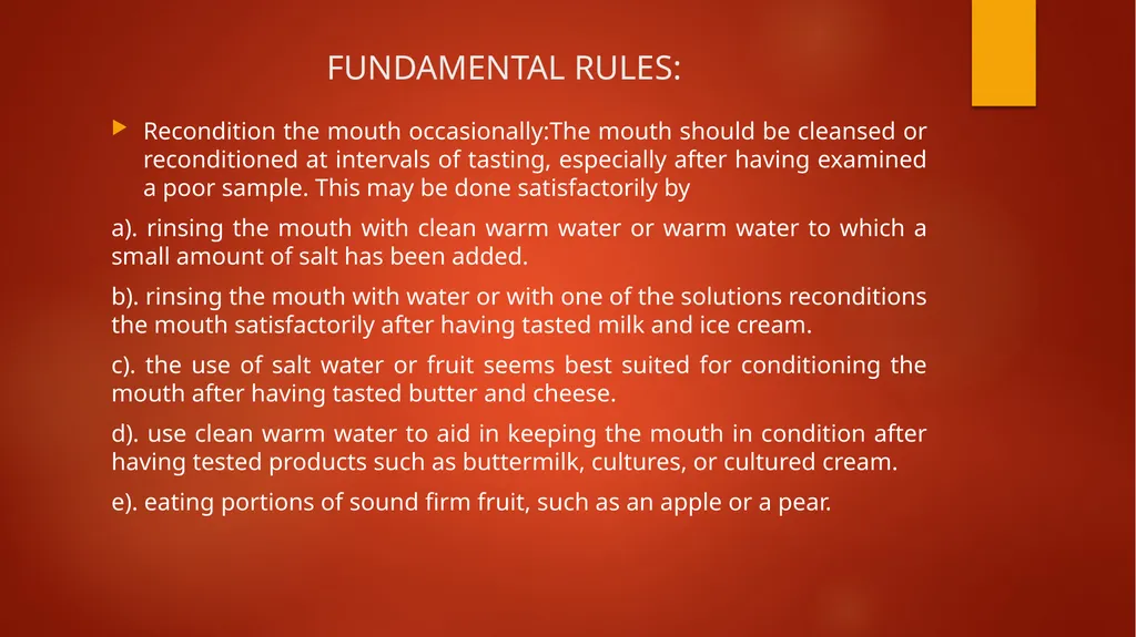 Fundamental Rules for Sensory Evaluation - slide 11 of 14