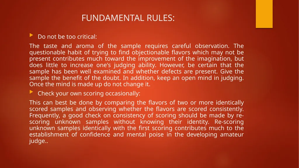 Fundamental Rules for Sensory Evaluation - slide 12 of 14