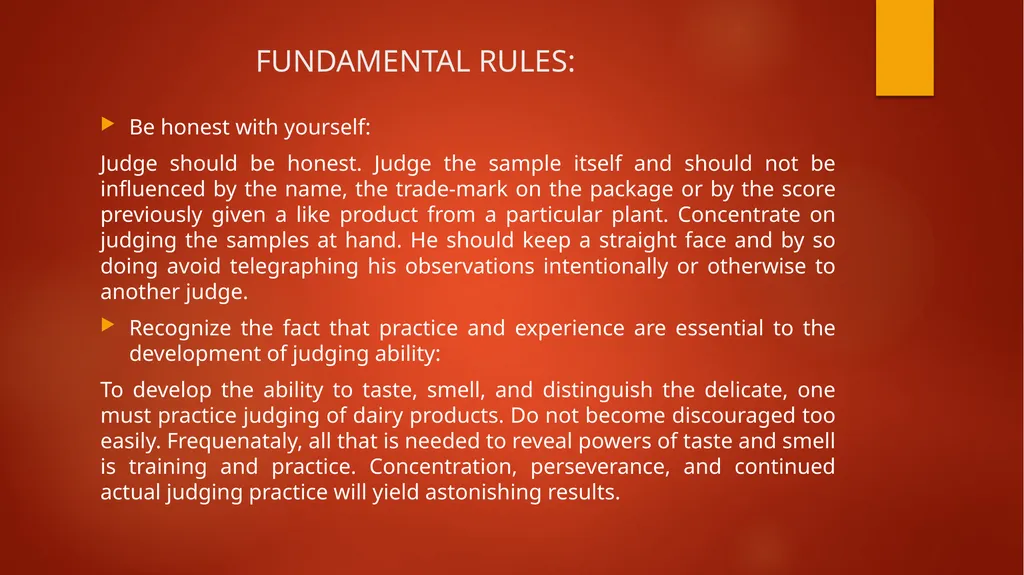 Fundamental Rules for Sensory Evaluation - slide 13 of 14