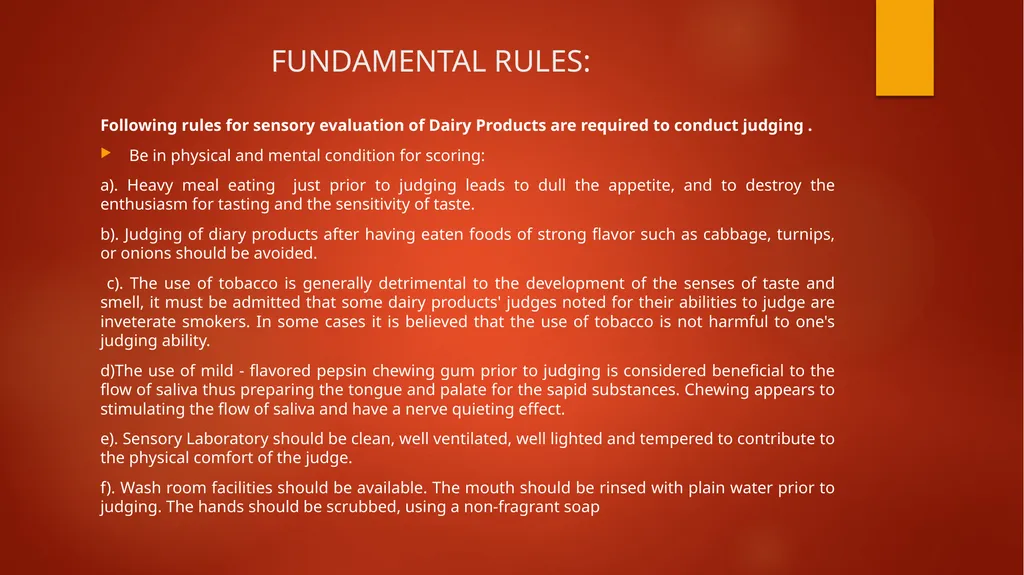 Fundamental Rules for Sensory Evaluation - slide 2 of 14