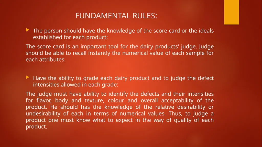 Fundamental Rules for Sensory Evaluation - slide 4 of 14