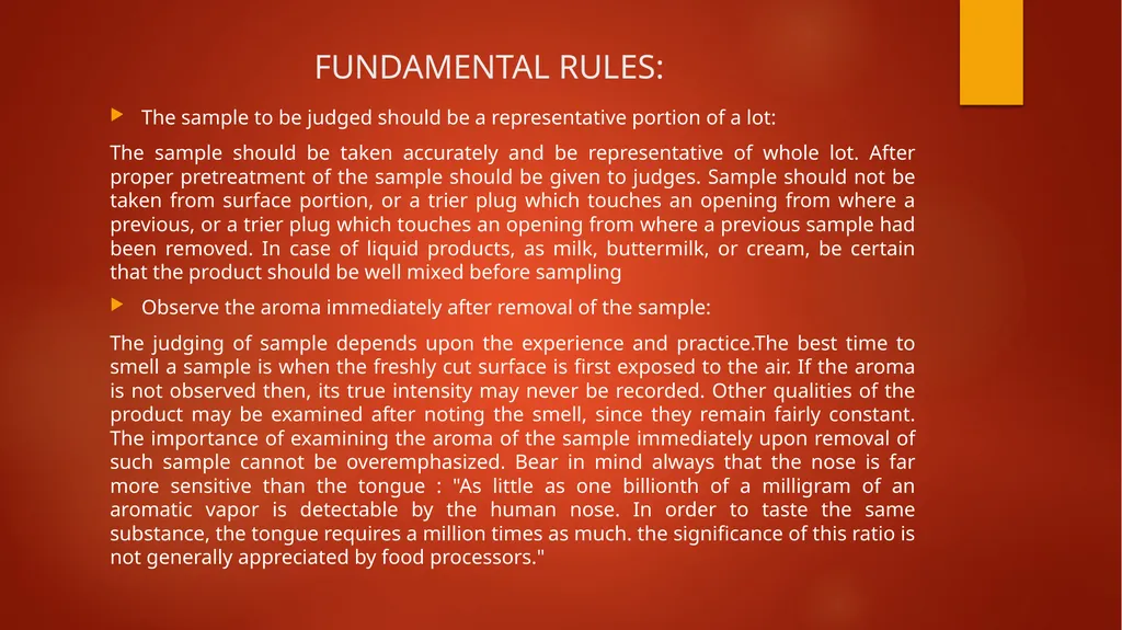 Fundamental Rules for Sensory Evaluation - slide 7 of 14