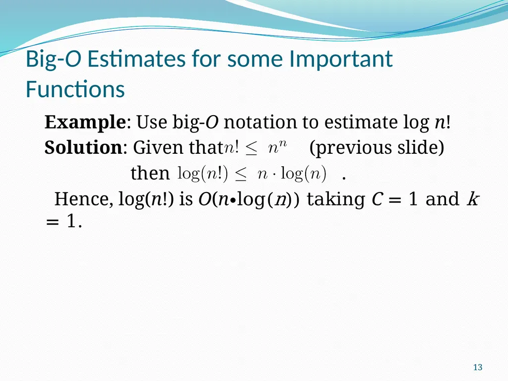 The Growth of Functions Section 3.2 1 Section - slide 13 of 25