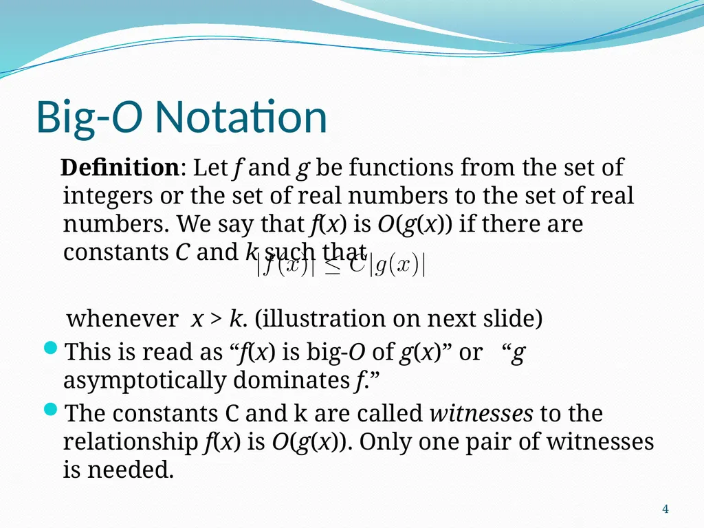 The Growth of Functions Section 3.2 1 Section - slide 4 of 25