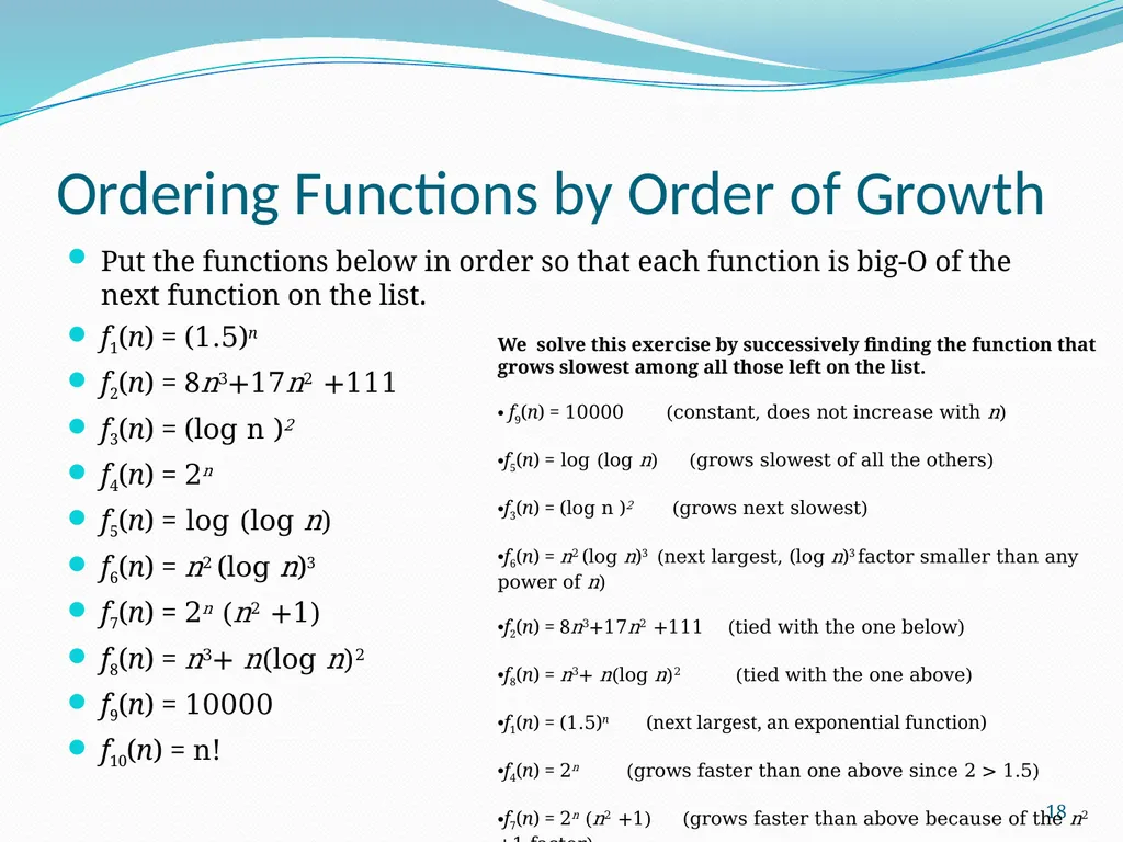 The Growth of Functions Section 3.2 1 Section - slide 18 of 25