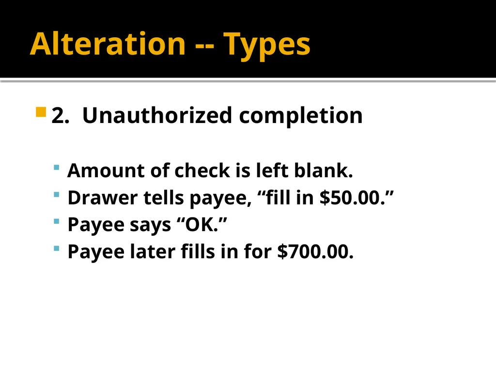 Forgery and Alteration Forgery – First Step - slide 74 of 86