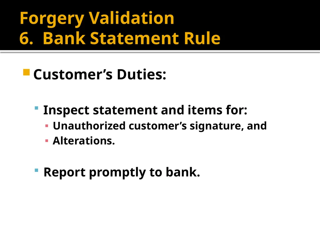 Forgery and Alteration Forgery – First Step - slide 61 of 86