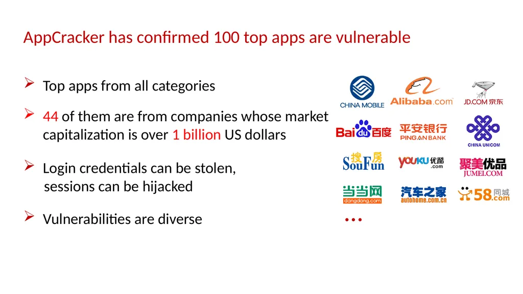 AppCracker: Widespread Vulnerabilities in User and - slide 28 of 30