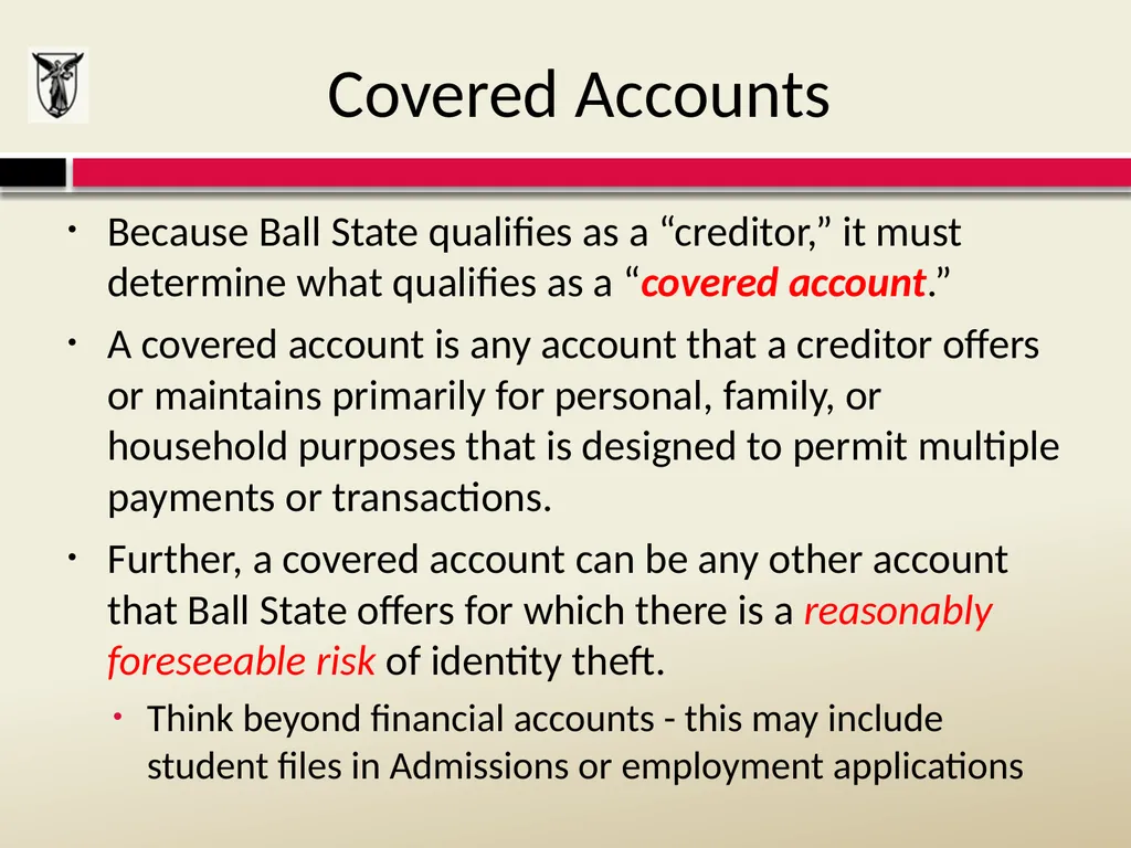 THE RED FLAGS RULE Detecting, Preventing, and - slide 5 of 20