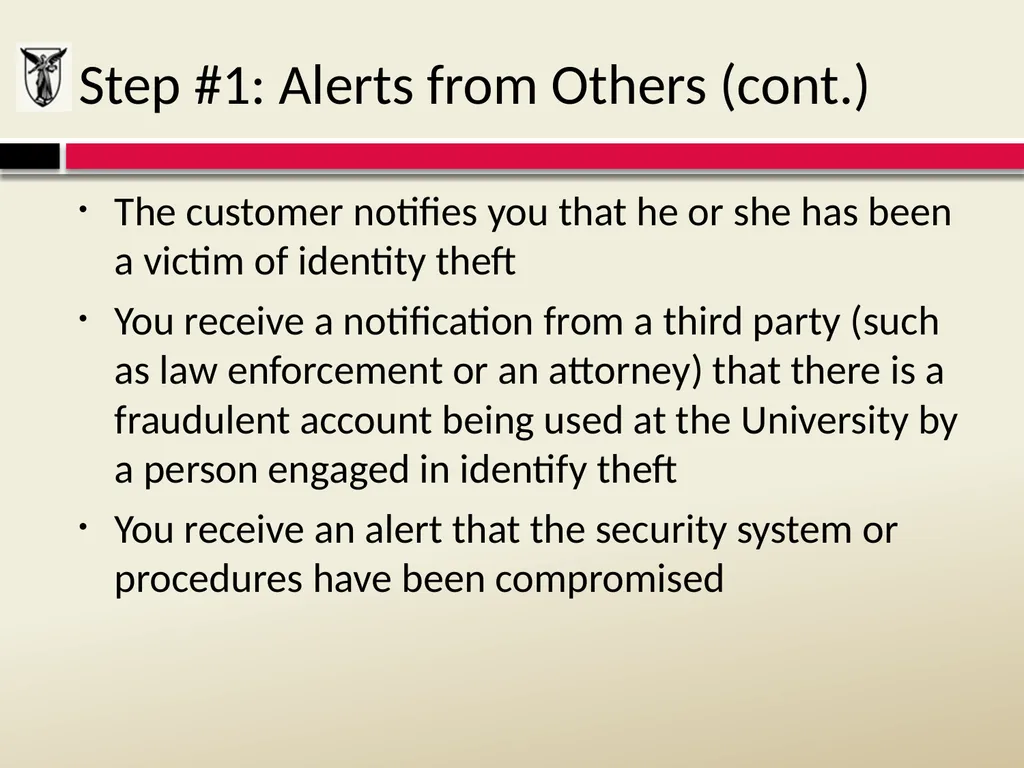 THE RED FLAGS RULE Detecting, Preventing, and - slide 14 of 20