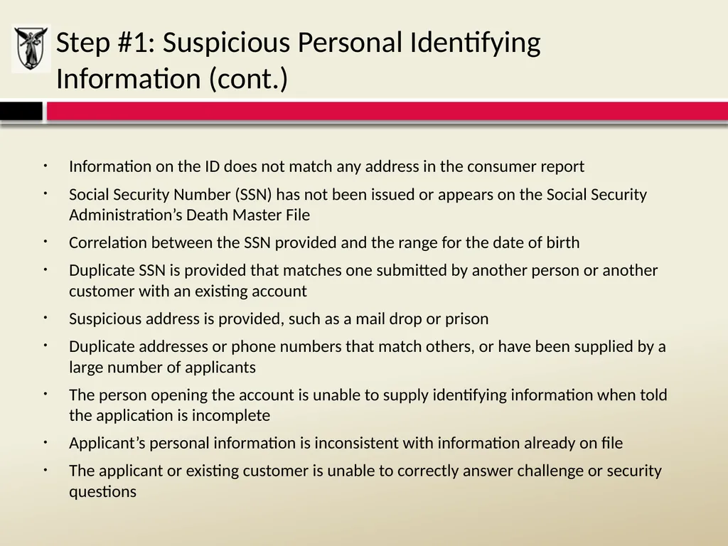 THE RED FLAGS RULE Detecting, Preventing, and - slide 12 of 20