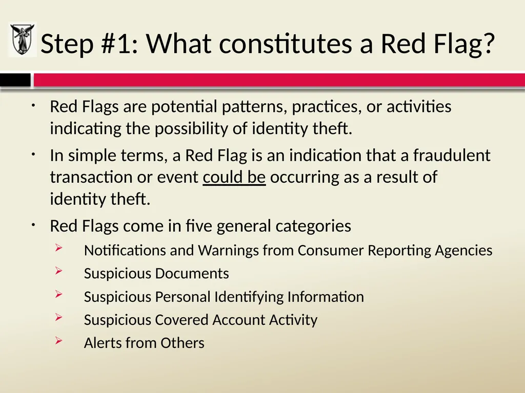 THE RED FLAGS RULE Detecting, Preventing, and - slide 9 of 20