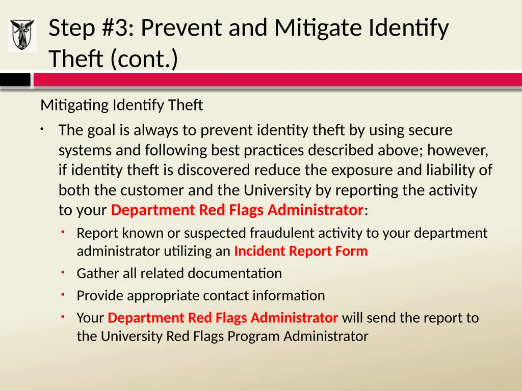 THE RED FLAGS RULE Detecting, Preventing, and - slide 18 of 20