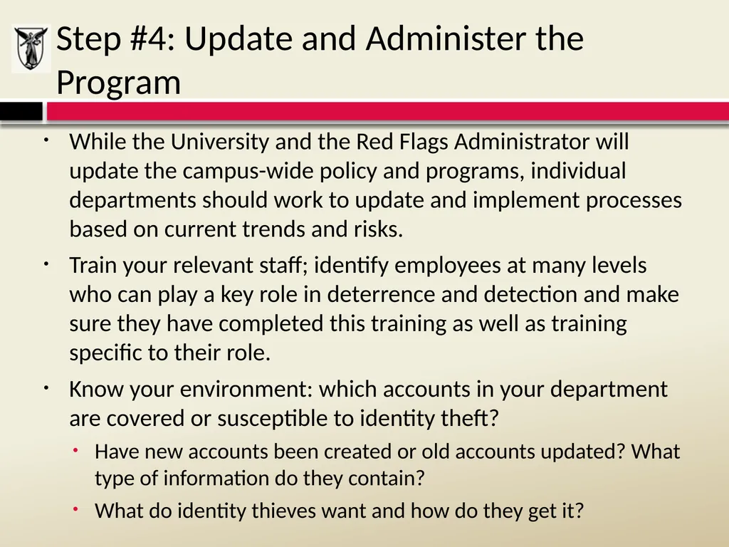THE RED FLAGS RULE Detecting, Preventing, and - slide 20 of 20