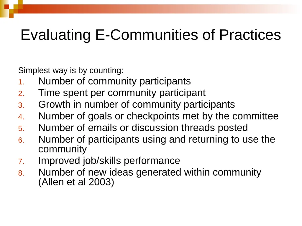 Creating and Fostering e-communities of Practice - slide 7 of 31