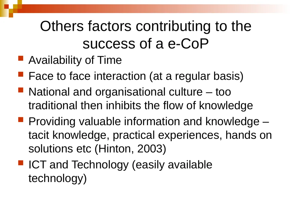 Creating and Fostering e-communities of Practice - slide 14 of 31