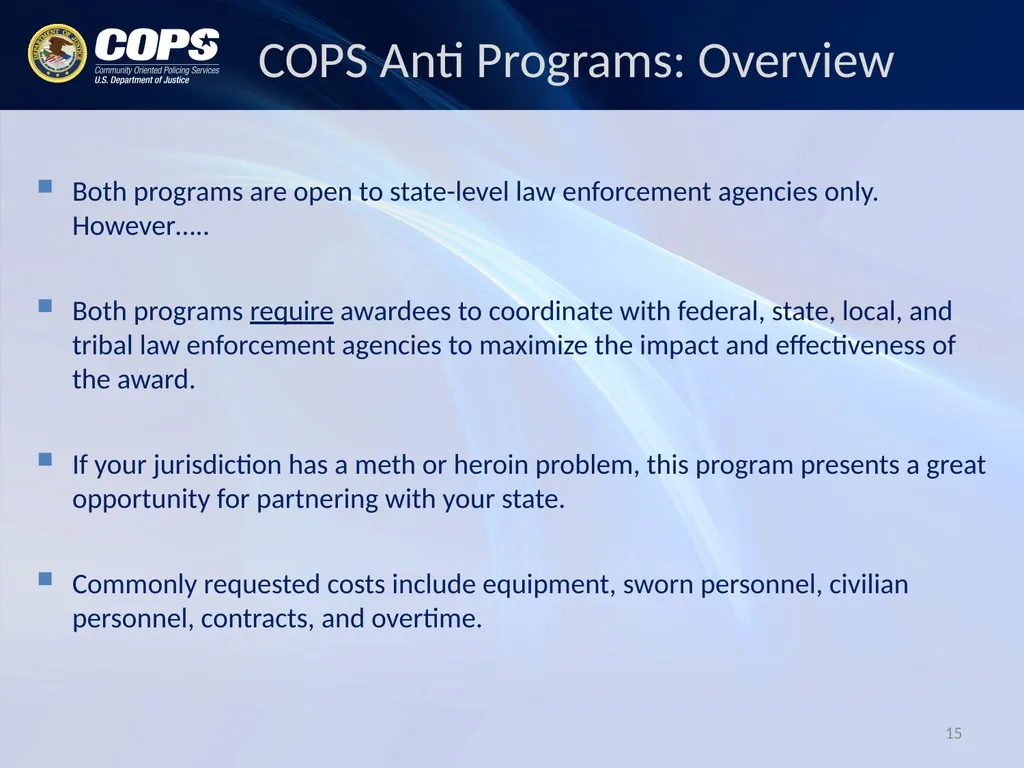Andy Dorr Assistant Director for Grants - slide 15 of 24