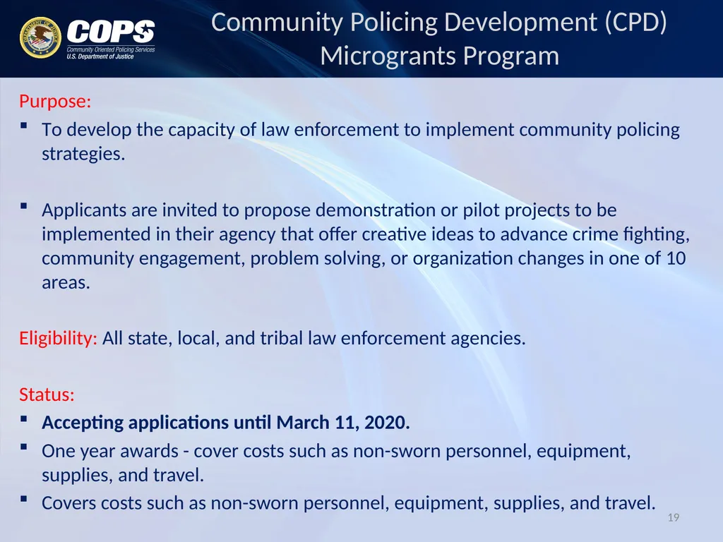 Andy Dorr Assistant Director for Grants - slide 19 of 24
