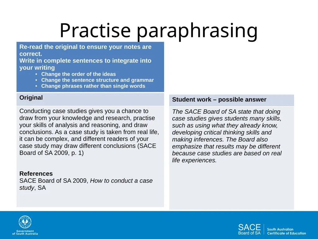 Academic Writing Skills: Paraphrasing and - slide 10 of 19