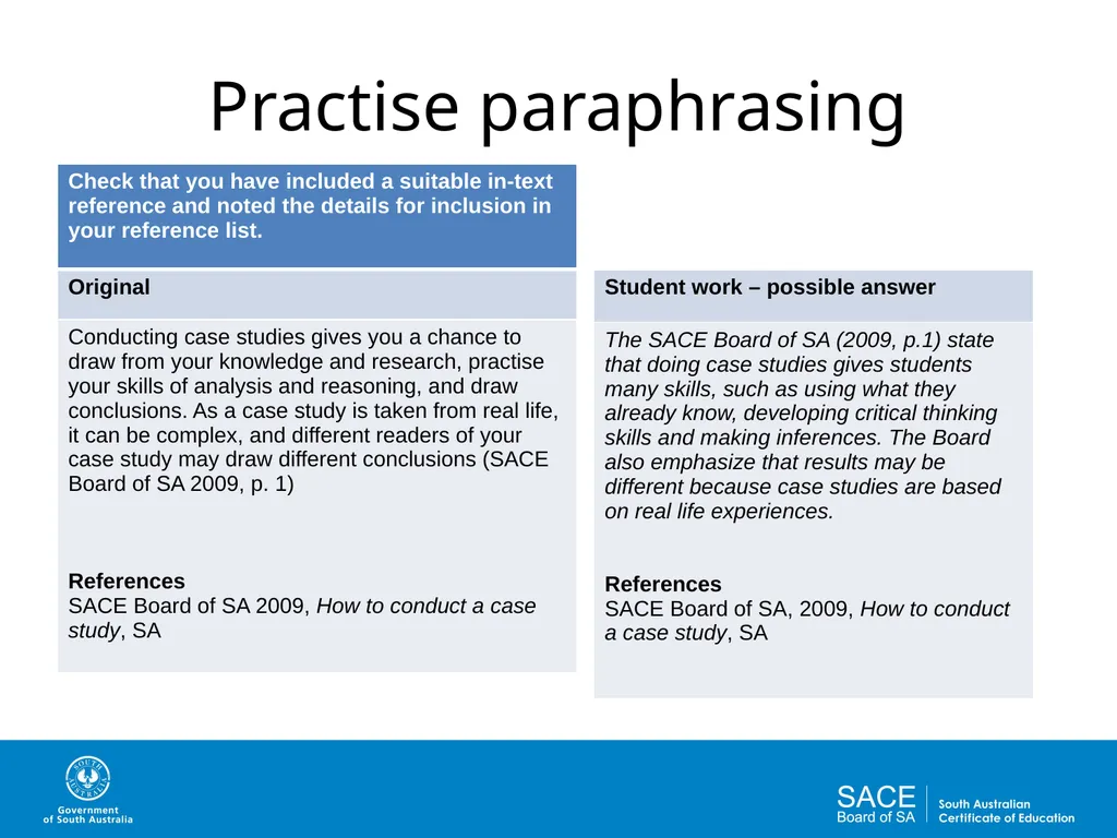 Academic Writing Skills: Paraphrasing and - slide 11 of 19