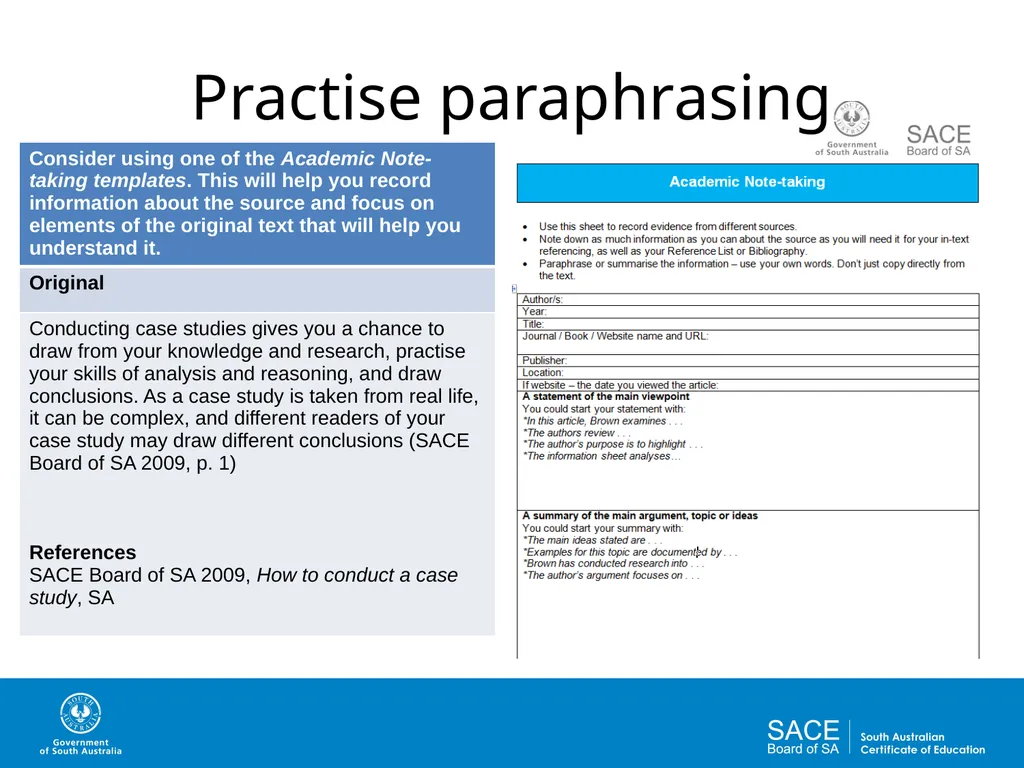 Academic Writing Skills: Paraphrasing and - slide 8 of 19
