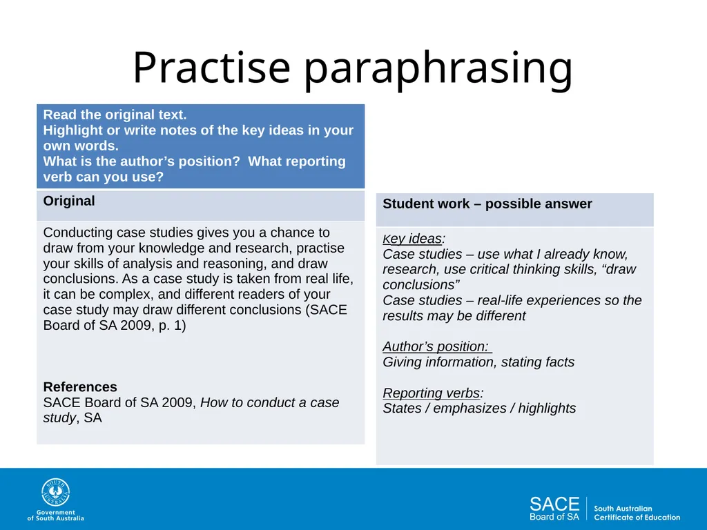 Academic Writing Skills: Paraphrasing and - slide 9 of 19