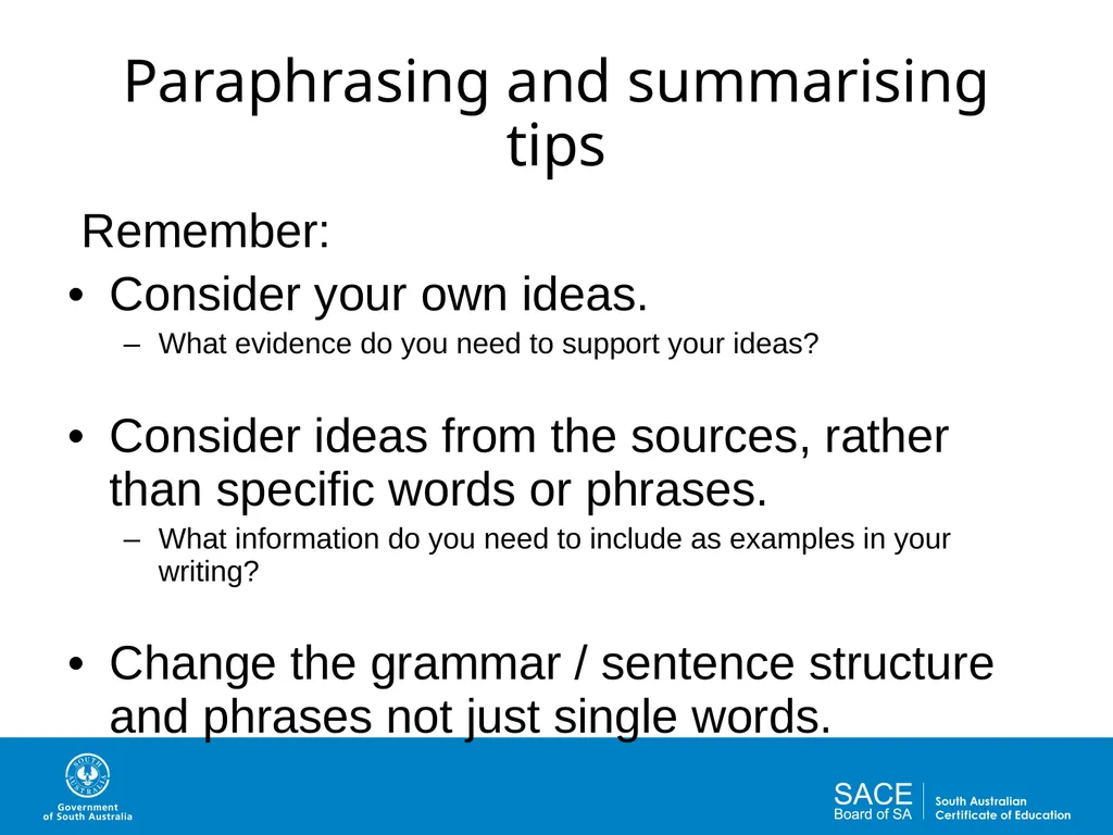 Academic Writing Skills: Paraphrasing and - slide 18 of 19