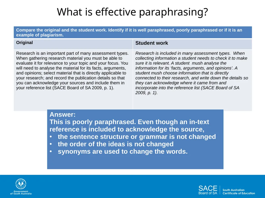 Academic Writing Skills: Paraphrasing and - slide 5 of 19