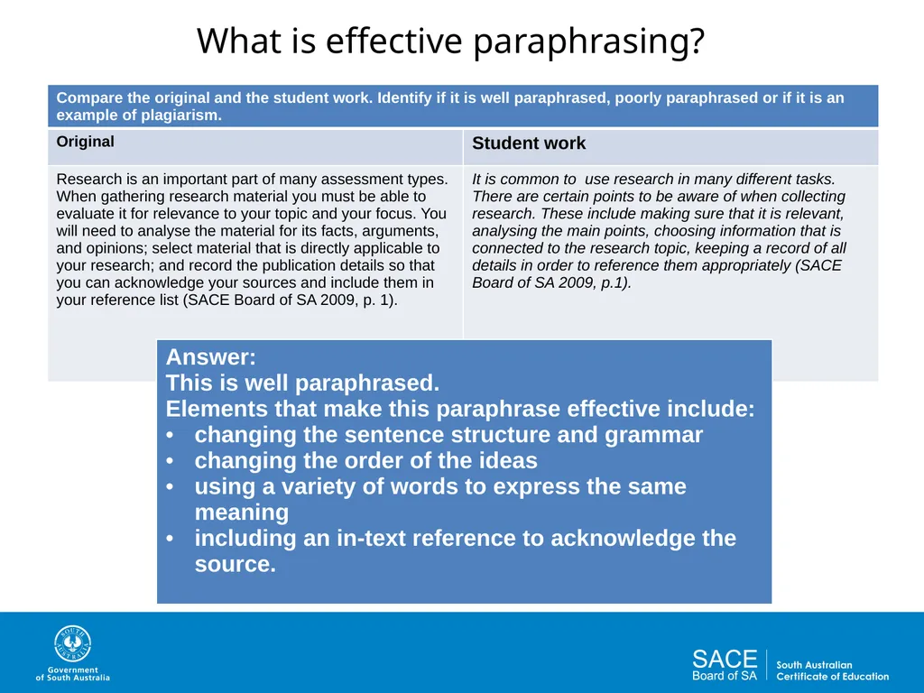 Academic Writing Skills: Paraphrasing and - slide 6 of 19