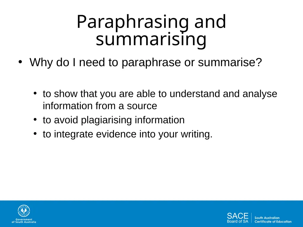Academic Writing Skills: Paraphrasing and - slide 2 of 19