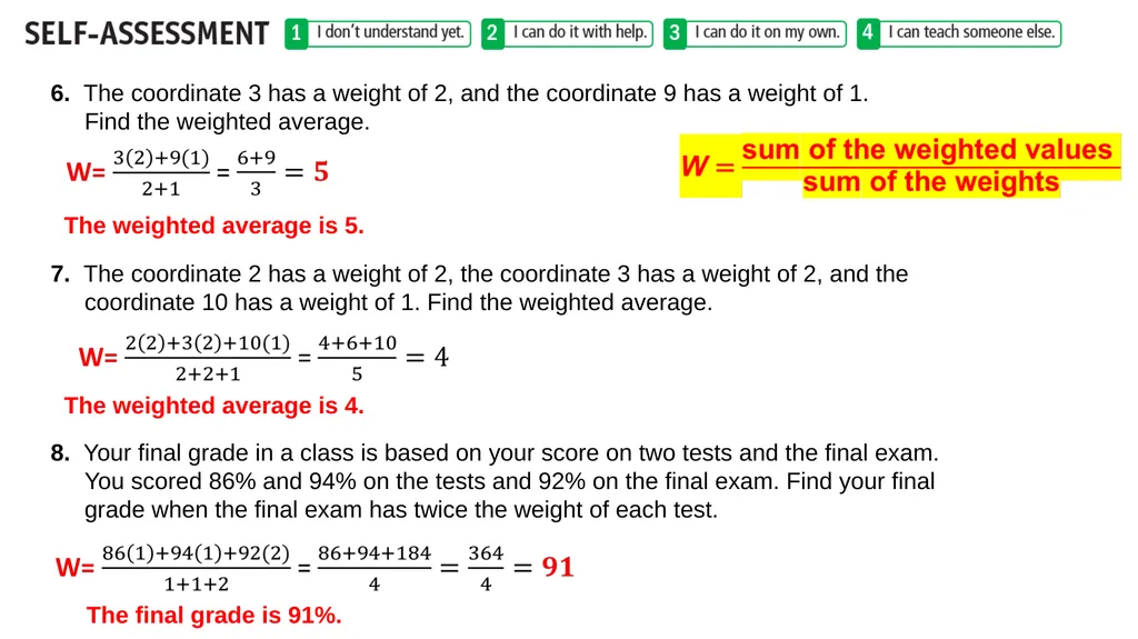 Weighted Averages Finding Weighted Averages Find - slide 5 of 11