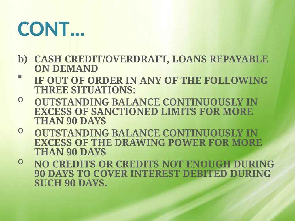 IRAC NORMS OF RBI, EXECUTION GUIDANCE ON CERTAIN - slide 7 of 44