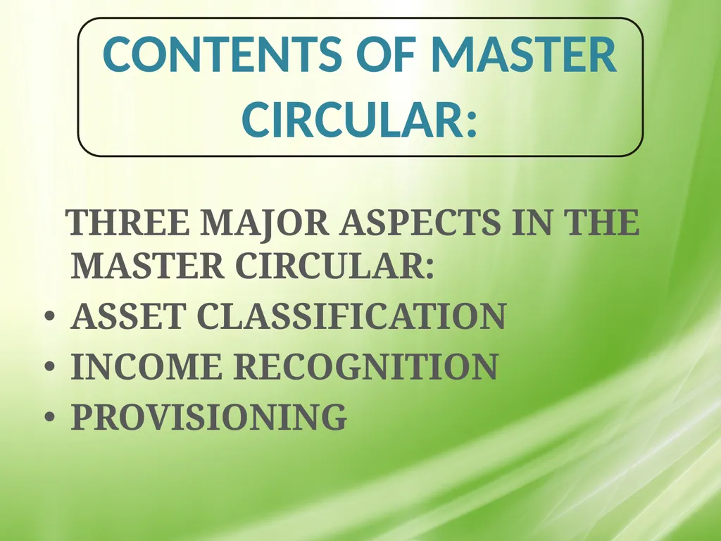 IRAC NORMS OF RBI, EXECUTION GUIDANCE ON CERTAIN - slide 3 of 44