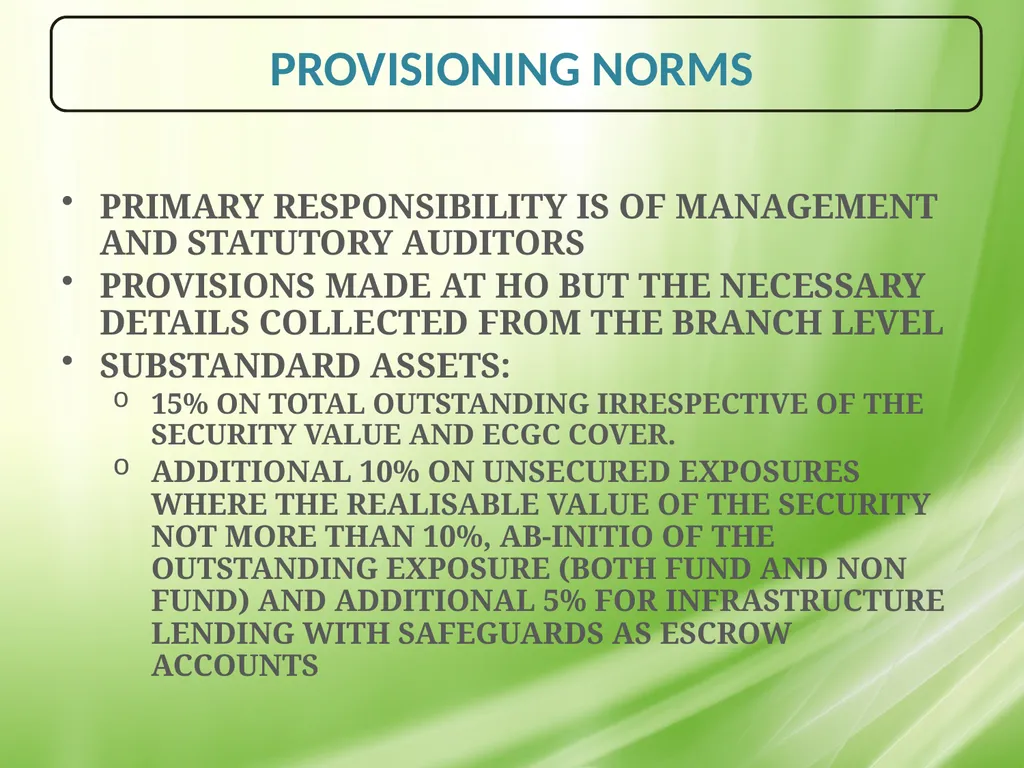 IRAC NORMS OF RBI, EXECUTION GUIDANCE ON CERTAIN - slide 41 of 44