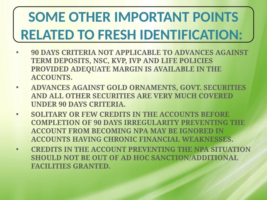 IRAC NORMS OF RBI, EXECUTION GUIDANCE ON CERTAIN - slide 18 of 44