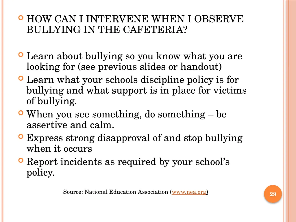 BULLY PREVENTION AND INTERVENTION School - slide 29 of 41