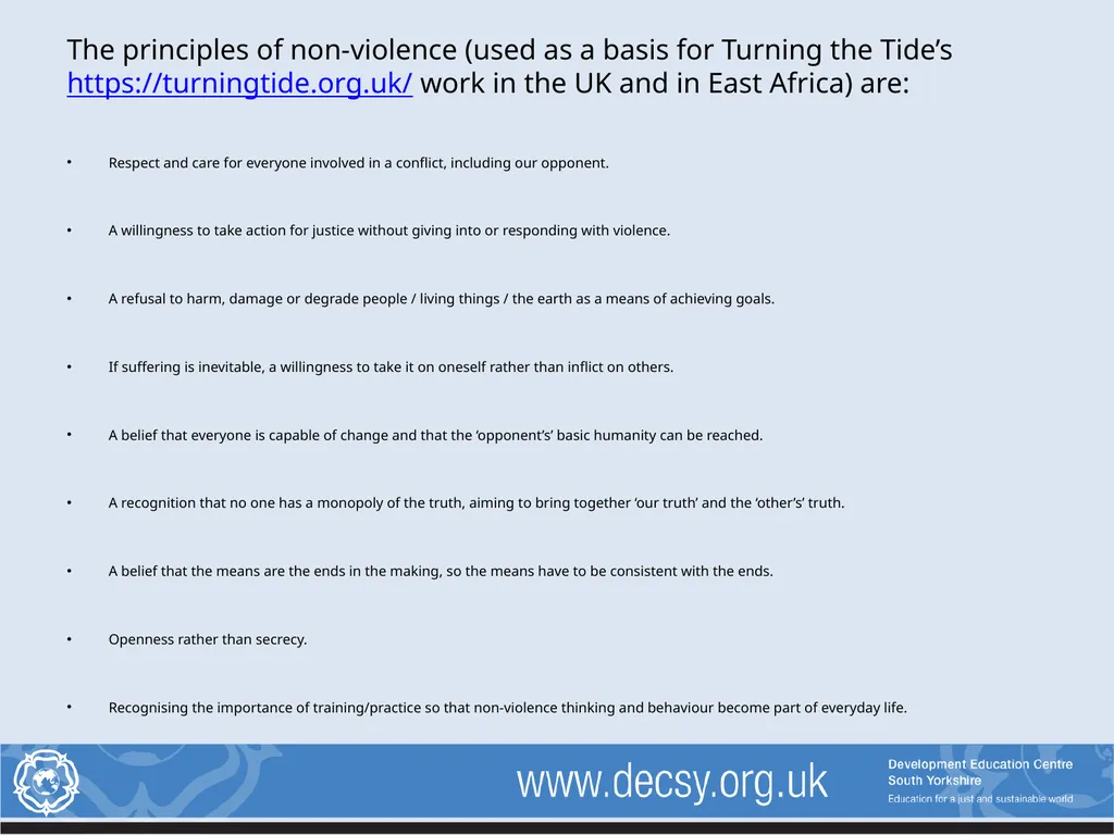 Non-violent Action: A Force for Change Lesson 2: - slide 12 of 14