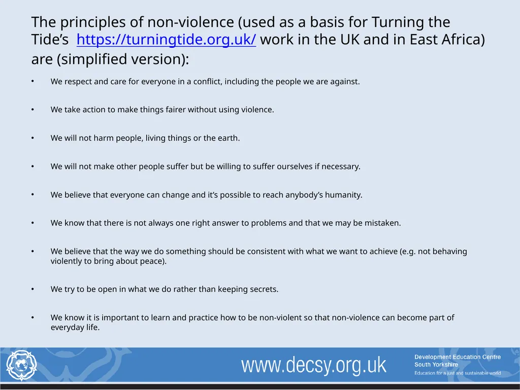 Non-violent Action: A Force for Change Lesson 2: - slide 13 of 14
