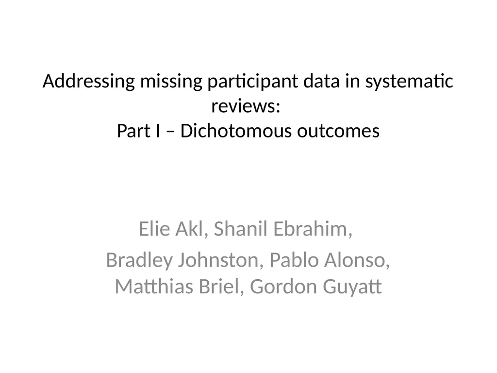 Addressing missing participant data in systematic - slide 1 of 46