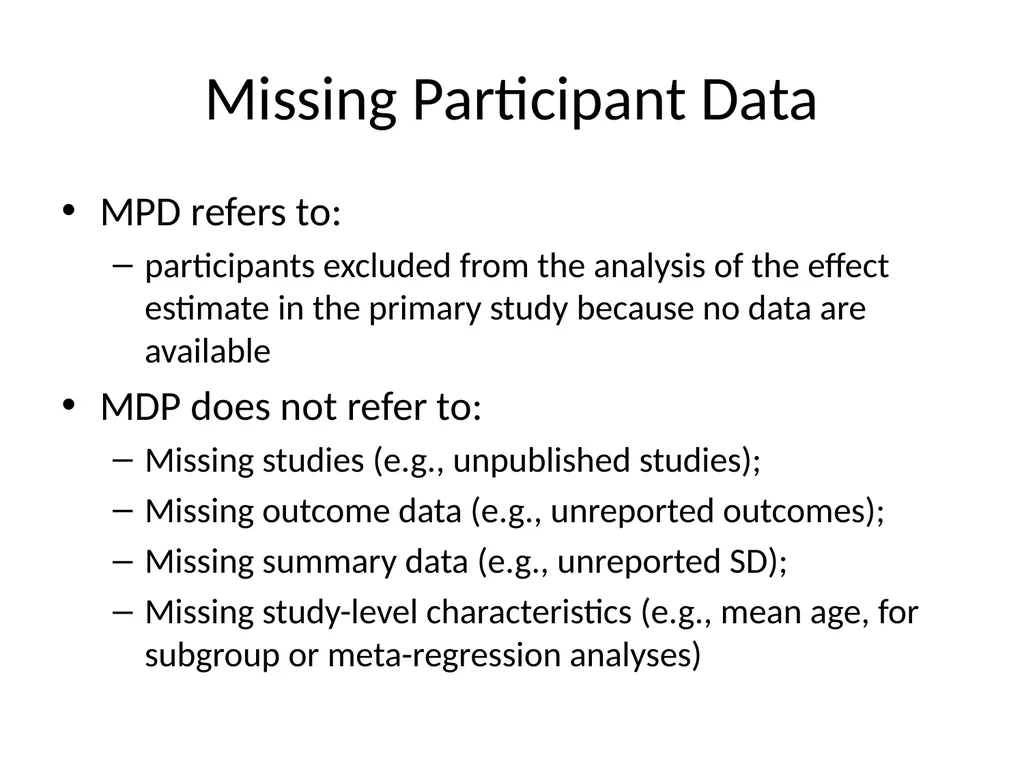 Addressing missing participant data in systematic - slide 5 of 46