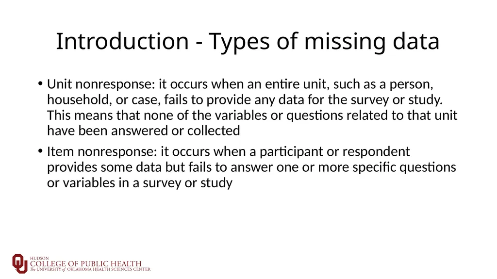 Introduction to Multiple Imputation Sixia Chen, - slide 7 of 36
