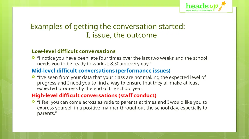 Successful difficult conversations in school – - slide 10 of 18