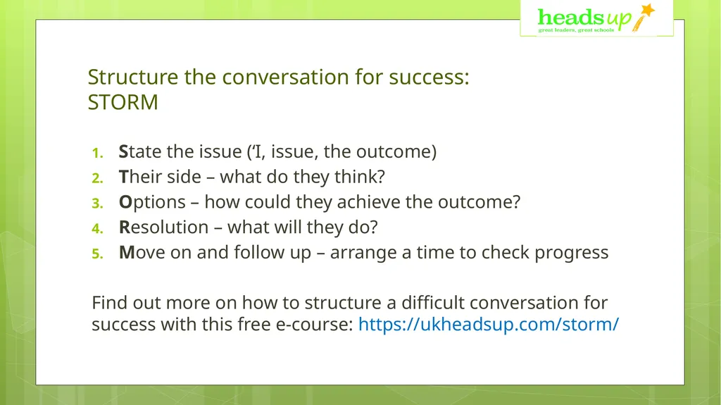 Successful difficult conversations in school – - slide 15 of 18