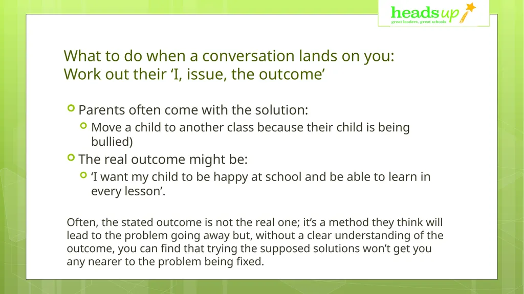 Successful difficult conversations in school – - slide 12 of 18